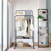 Deluxe Double-Rail Clothes Garment Hanging Drying Rack w/ 2 Tier Shoe Shelves