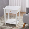 White Bedside Cabinet Side Table with Drawer Shelf Storage Corner Coffee Table