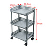 3 Tiers grey Plastic KitchenTrolley Carts With Wheels Bathroom Storage Rack