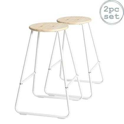 2x Wooden Bar Stools Breakfast Kitchen Island Counter Dining Chair White / Pine