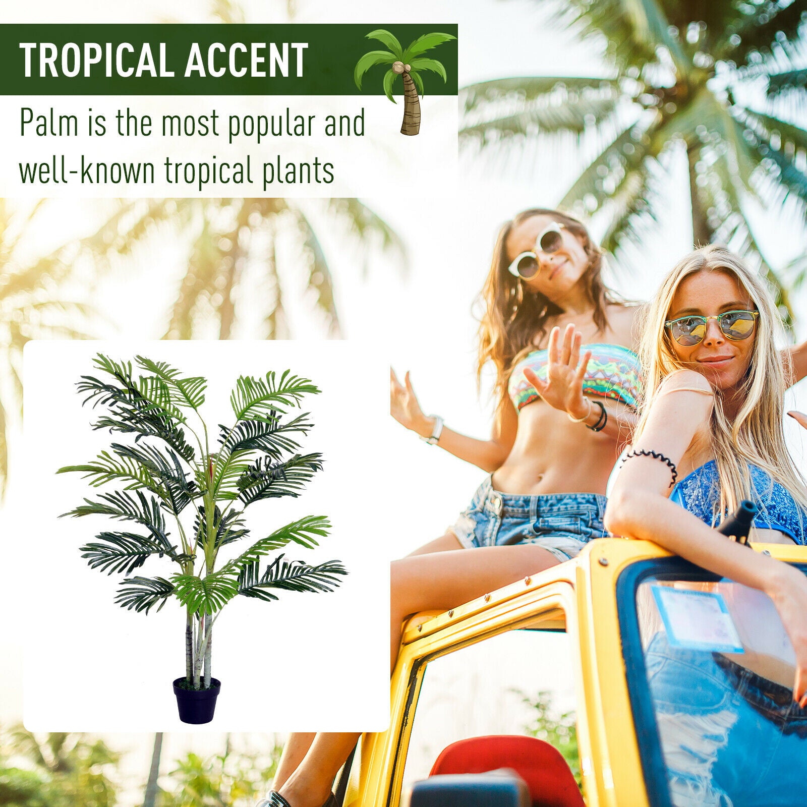 150cm(5ft) Artificial Palm Tree Indoor Decor Tropical Green Plant Home Office