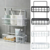 2 Tier Metal Wire Storage Basket Rack Wall Mounted Bathroom Shower Caddy Shelf