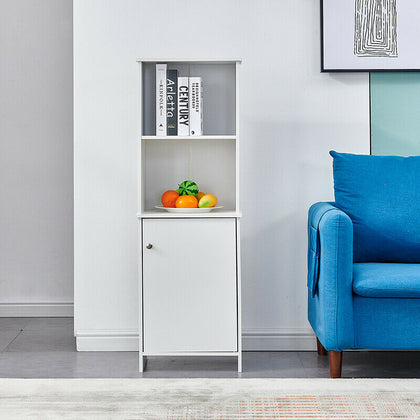 Storage Cabinet Display Unit with Door Shelf White Home Living Room Hallway BN