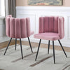 Modern Home Dining Chairs Soft Velvet Petal Backrest Dresser Chair Grey / Pink