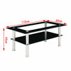 Rectangle Glass Coffee Table Black With Lower Shelf Modern Living Room Furniture