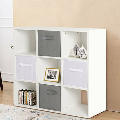 Storage Cube 9 Shelf Bookcase Wooden Display Unit Organiser White Furniture