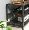 Modern Large TV Stand Black Metal Frame Shelves Media Storage Unit Cabinet Brown