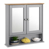 Bathroom Mirror Cabinet Grey Bamboo Wooden Double Wall Mounted Unit Christow