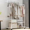 2-Tier Garment Rack Coat Rail Storage Shelves Dress Hanging Shoes Clothes Stand