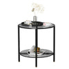 Double Tier Grey Tempered Glass Coffee Table End Side Display Table Night Stand