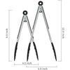 2 x SILICONE COOKING TONGS 9" & 12" INCH HEAVY DUTY NON-STICK STAINLESS STEEL