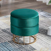 VELVET STORAGE POUFFE FOOTREST ROUND OTTOMAN VANITY DRESSING SEAT STOOL