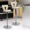 2× beige Bar Stools Faux Leather Barstool Kitchen Pub Stool Breakfast Bar Chair