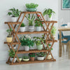 Utility Large Balcony 6-Tier Plant Stand Solid Wood Shelf Ladder Storage Rack UK