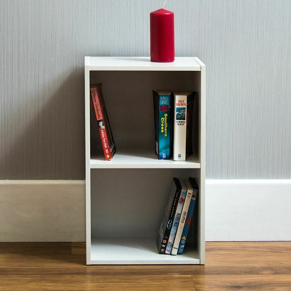 Bookcase 2 Tier Cube Shelf Wood Storage Photo Display Room Furniture Unit