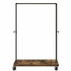 Industrial Metal Clothes Rail with Rustic Wooden Bottom Shelf