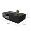Modern High Gloss Coffee Table With Storage Drawers RGB LED Living Room Wooden