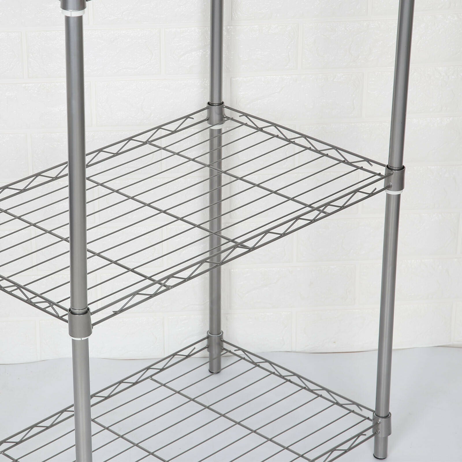 4 Tier Silver Metal Storage Rack/Shelving Wire Shelf Kitchen/Office Unit Stand
