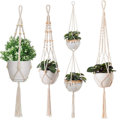 1/2/3X Macrame Plant Hanger Hanging Planter Basket Flower Pot Holder Cotton Rope