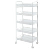 White Black 5 Tier Mesh Rolling Cart Trolley Storage Rack Wheel Kitchen/Bathroom