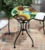 Iron/Glass Round Side Coffee Table Mosaic Design Garden Patio Flower Plant Stand