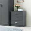 Rio Costa 3 Drawer Bedroom Cabinet Bedside Chest Of Drawers Dark Grey