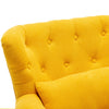 Yellow Linen Fabric Wing Back Armchair Button Studded Sofa Accent Cushion Chair