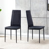 2Pcs Black Leather Dining Chairs Kitchen Dinning Room Metal Leg Padded Seat Home