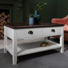 Wooden Coffee Table with 4 Storage Drawers