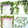 Outdoor Home Trailing Flower 7FT Artificial Wisteria Vine Garland Plants Hanging