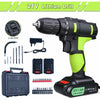 21V Cordless Drill Set Driver Screwdriver w/2 Lithium Ion Batteries/Fast Charge