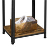 End Table Rustic Industrial End Telephone Table w/ 2-Tier Shelves for Any Rooms