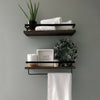 Set of 2 Wooden Floating Wall Shelves Corner Shelf Storage Wood Display Unit UK