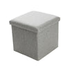 LARGE LINEN FOLDING STORAGE OTTOMAN POUFFE SEAT FOOT STOOL STORAGE BOX GREY