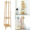 3-Tier Coat Stand Rack Hanger Tree Hat Umbrella Wooden Hallway Sturdy Wardrobe