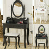 Dressing Table 4 Drawer Mirror Stool Set Makeup Vanity Bedroom White / Black UK