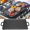 BBQ Cast Iron Grill Griddle Pan Ridged Flat Plate Non Stick Baking Cooking Tray