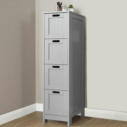 COLONIAL RANGE BATHROOM 4 DRAWER SLIM CHEST CABINET CUPBOARD STORAGE UNIT GREY