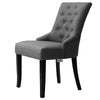 2x Accent Dining Chairs Fabric Linen Upholstered Button Dining Room Home in Grey