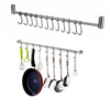 12 Hooks Stainless Steel Kitchen Utensil Wall Hanging Rail Rack Bathroom Holder