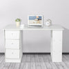 White Computer Desk Table Workstation Writing 3 Drawers 3 Shelves Home Office