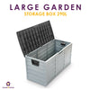 LARGE PLASTIC GARDEN STORAGE BOX OUTDOOR WATERPROOF DECK CONTAINER CHEST SHED