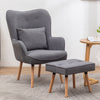 Fabric Armchair Sofa Buttoned High Back Upholstered with Foot Stool Accent Chair