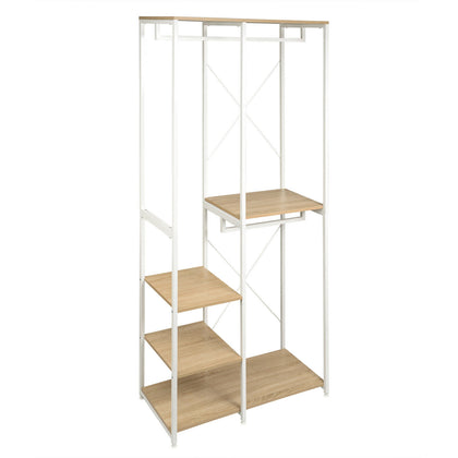 Clothes Rail Adjustable Rack with 4 Tiers Shoe Rack Shelves Storage white