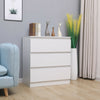 Modern White Bedside Table Cabinet w/3 Drawers Nightstand Storage Furniture