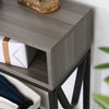 Industrial Style Console Table w/ 3 Compartments Metal Frame Foot Pads Grey