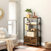 3 Tier Wooden Industrial Style Book Shelf Cabinet Case Display Rack Unit 2 Door