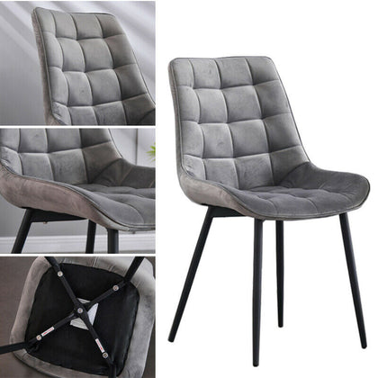 2X Dining Chairs Living Room Chairs with Velvet Metal Backrest Counter Chairs