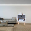 Bedside Rack with Shelf Drawer Nightstand White Grey Cabinet Side Table Storage