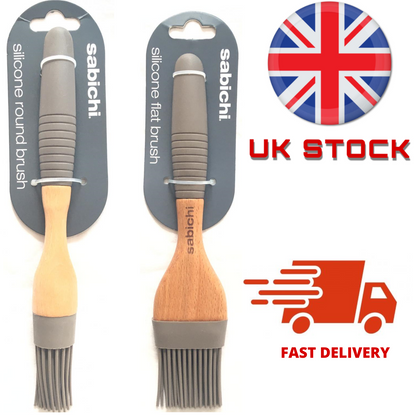 Silicone Pastry Brush/Sabichi/Wooden/Roasting/Premium/Glazing/BBQ/Oiling/Cooking